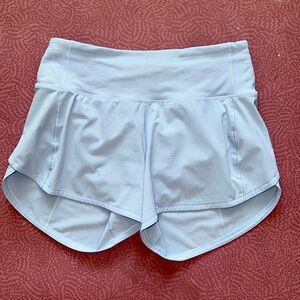 Lululemon Women’s Speed Up Mid-Rise Lined Shorts 4”, Blue Linen, 2